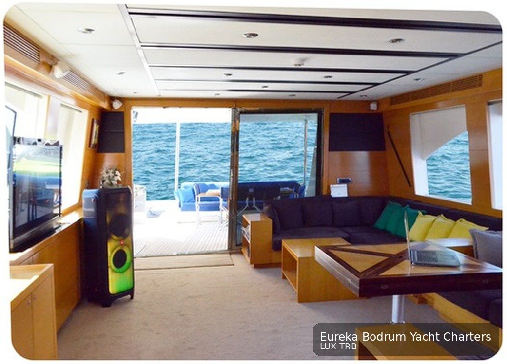 Outdoor deck of LUX TRB yacht in Bodrum