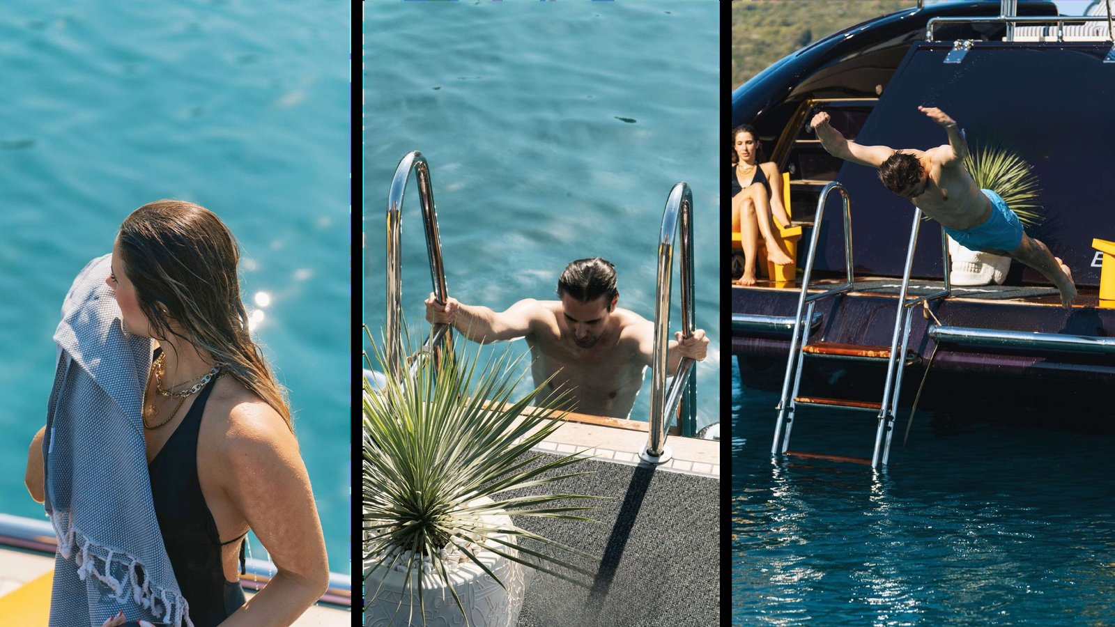Swimming from LUX-KYN private yacht charter in Bodrum