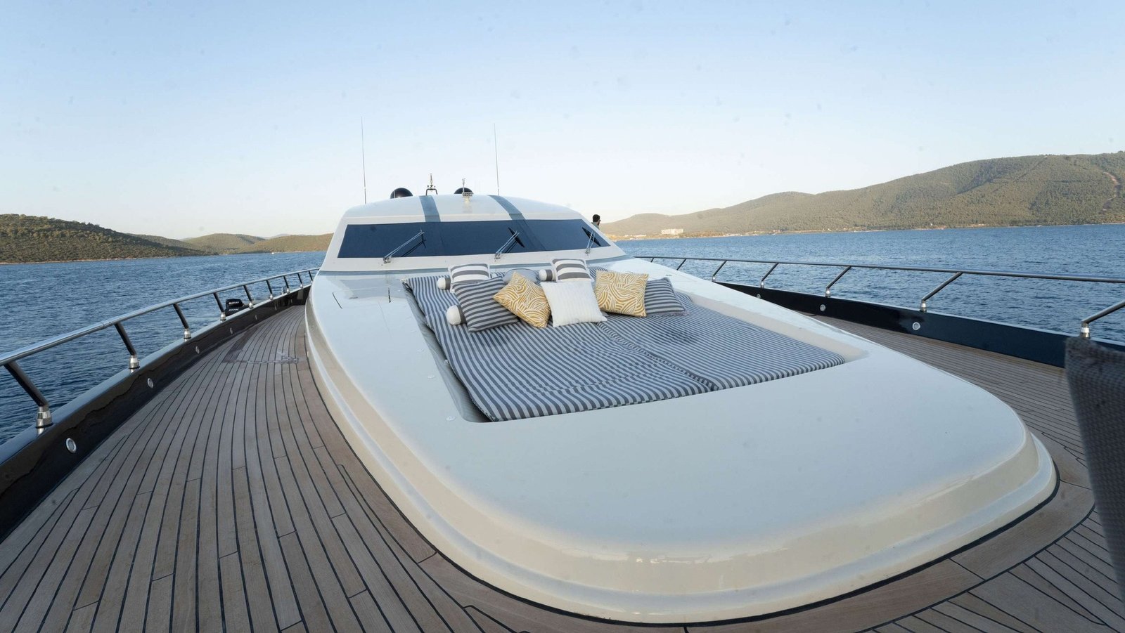 Front deck sunpad on LUX-KYN luxury yacht in Bodrum